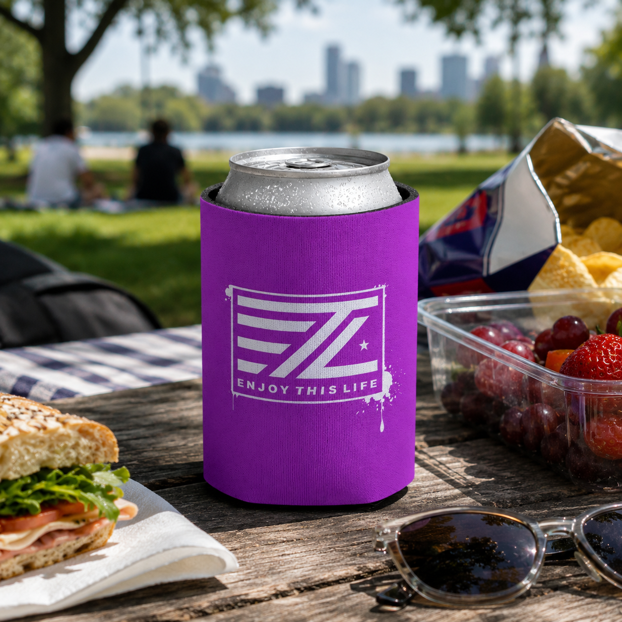 K&co.です₊⁎⁺˳✧༚ Classic ETL Drip Logo - Can Koozie (Noodle Neck Purple) – Enjoy